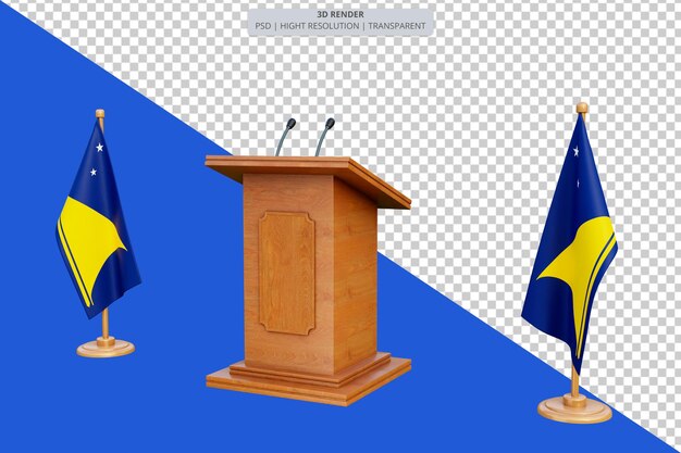 PSD psd 3d podium de l'élection présidentielle de tokelau avec drapeau