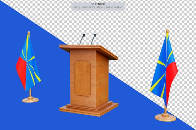 Psd 3d podium für die präsidentschaftswahlen von reunion mit flagge