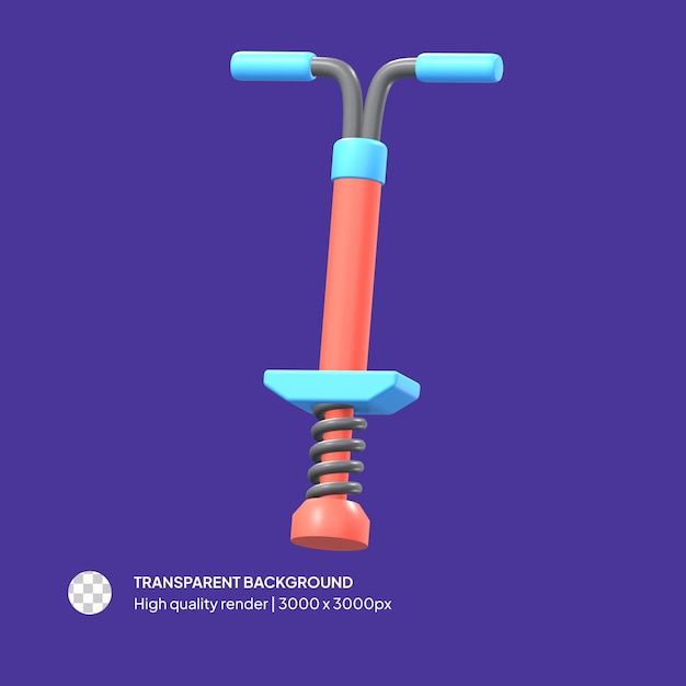 PSD 3D Pogo Stick isolierter Hintergrund