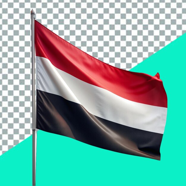 PSD psd 3d que muestra la bandera de yemen, una nación de oriente medio que flota y no flota