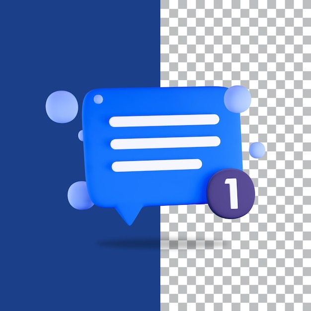 PSD 3d que representa la notificación de mensaje nuevo