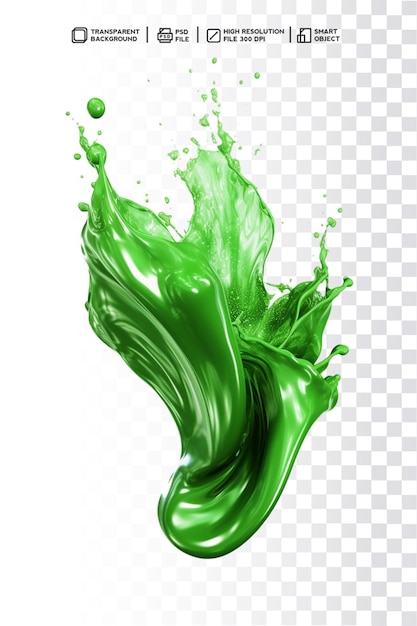 PSD psd 3d realista splash drop redemoinho cor verde para comida ou objeto em fundo transparente