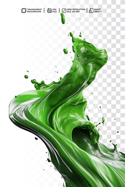 PSD psd 3d realista splash drop redemoinho cor verde para comida ou objeto em fundo transparente