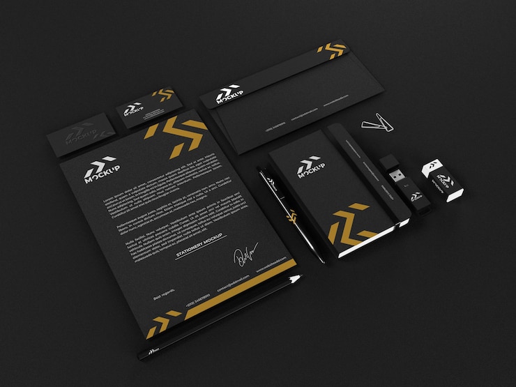 PSD 3d Realistic Business stationery item set mockup