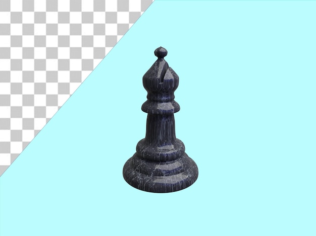 Psd 3D realistische Darstellung einer Schachfigur auf einem transparenten Hintergrund