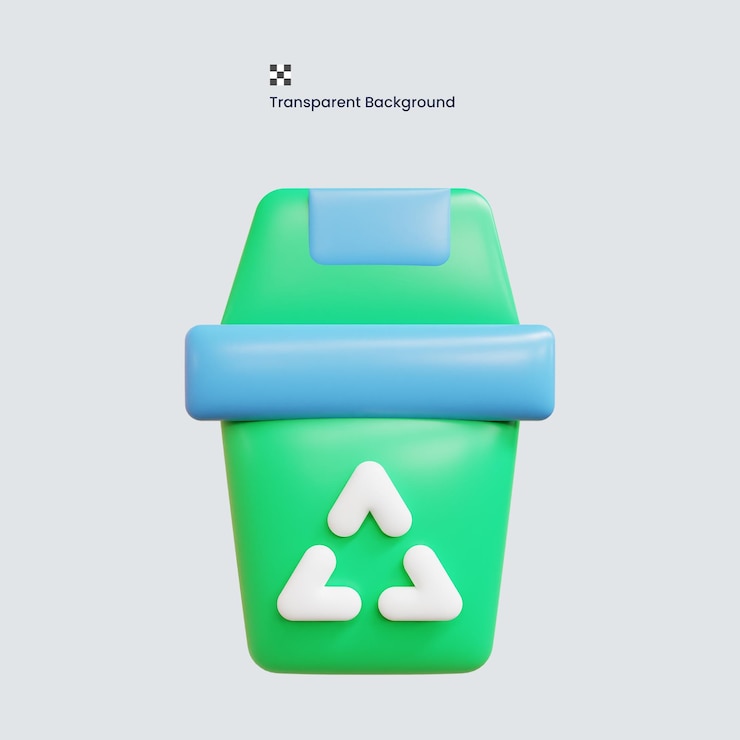 PSD psd 3d recycle bin ecology concept high quality render illustration