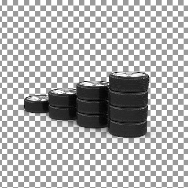 PSD 3D Reifen-Symbol auf isoliertem und transparenten Hintergrund