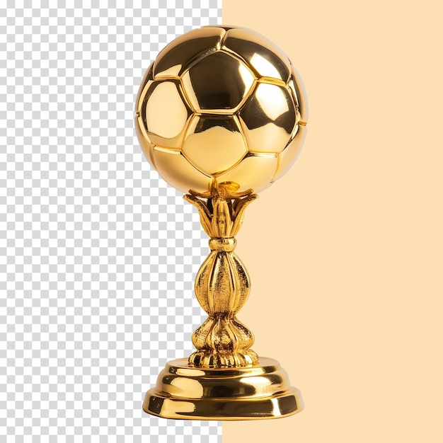 Psd 3d Rend Réaliste Le Trophée Football Gold Sur Fond Transparent