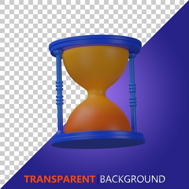 PSD 3d rende l'orologio a sabbia con l'illustrazione del corpo arancione