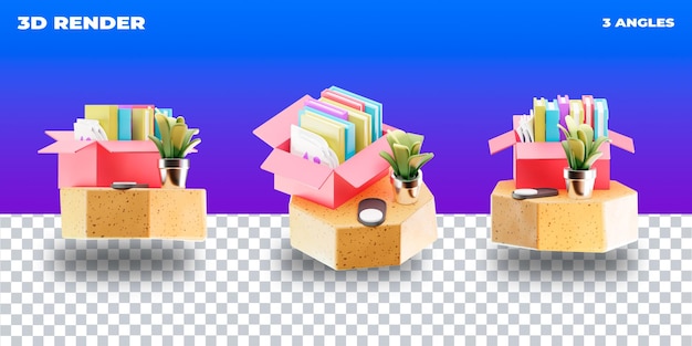 PSD 3D render 3D-Darstellung 3D-Symbol transparent 3 Kamerawinkel