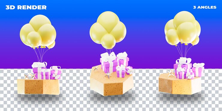 PSD psd 3d render 3d ilustración 3d icono transparente 3 ángulos de cámara