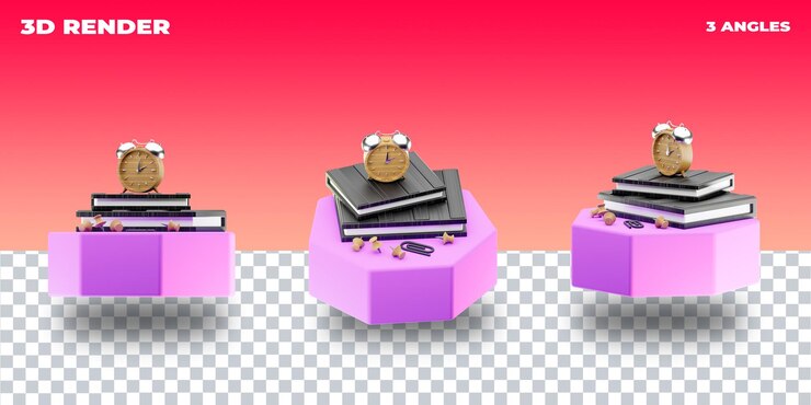 PSD psd 3d render 3d ilustración 3d icono transparente 3 ángulos de cámara