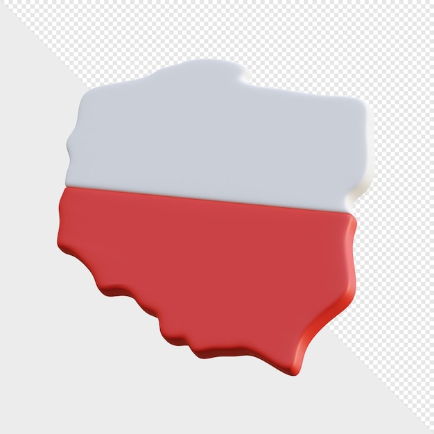 PSD psd 3d render a forma da polônia com as cores da bandeira e o ícone do símbolo