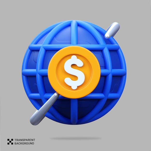 PSD 3D Render analyse de l'économie mondiale et financière