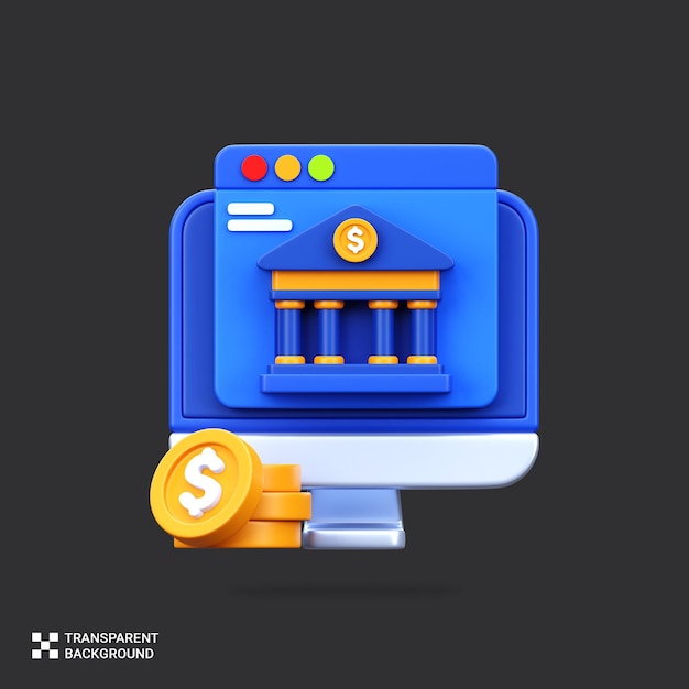 PSD 3D Render Banking y Finanzas en línea