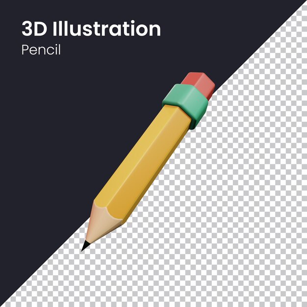 PSD 3D-Render-Bleistift-Symbol-Illustration