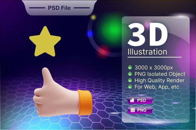 PSD 3D render business y tienda en línea ilustración de Product Review Star app Icon Isolated