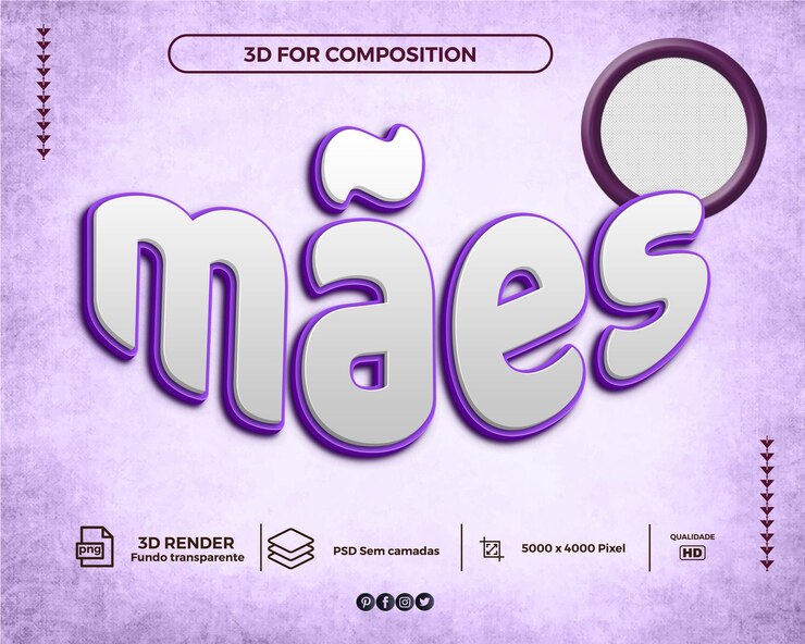 PSD psd_3d_render_data conmemorativa_mes_das_maes