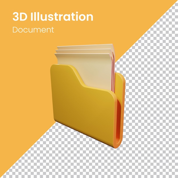 PSD 3d Render Document Icon Illustration