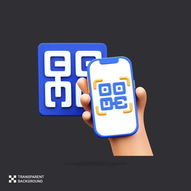 PSD psd 3d render escaneo de códigos qr con el teléfono inteligente