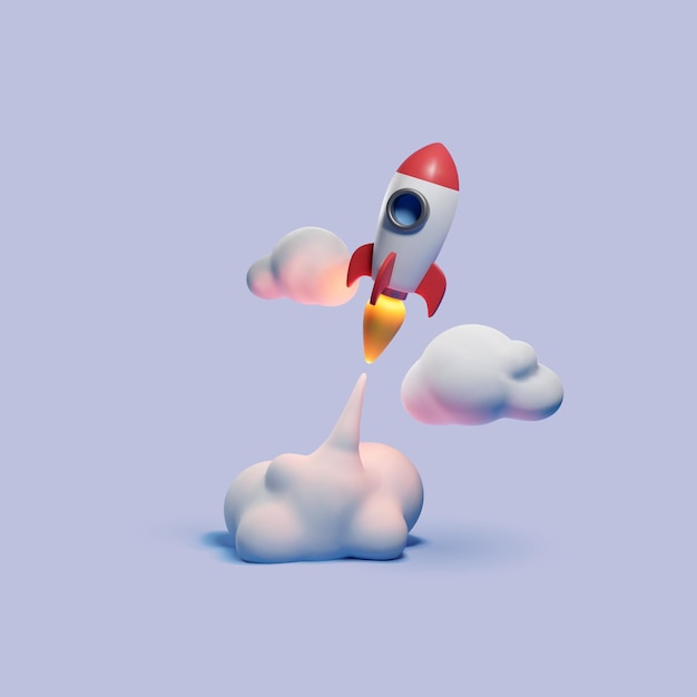 PSD 3d render explosión de cohetes