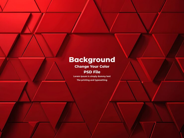 PSD psd 3d render de un fondo poligonal rojo con formas geométricas azulejos de pared 3d azulejos rojos papel tapiz ai generado