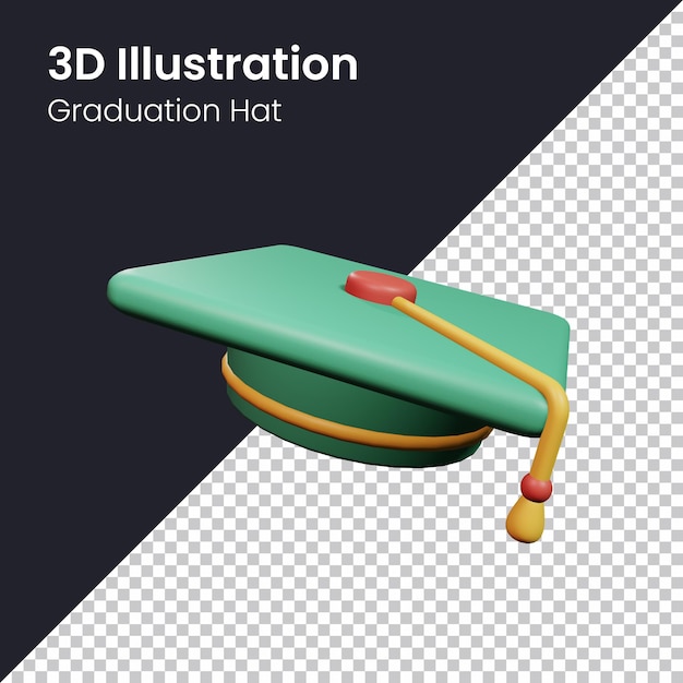 PSD 3d Render Graduación Sombrero Icono Ilustración