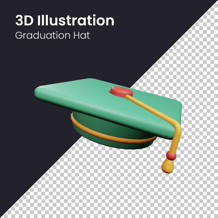 PSD psd 3d render graduación sombrero icono ilustración