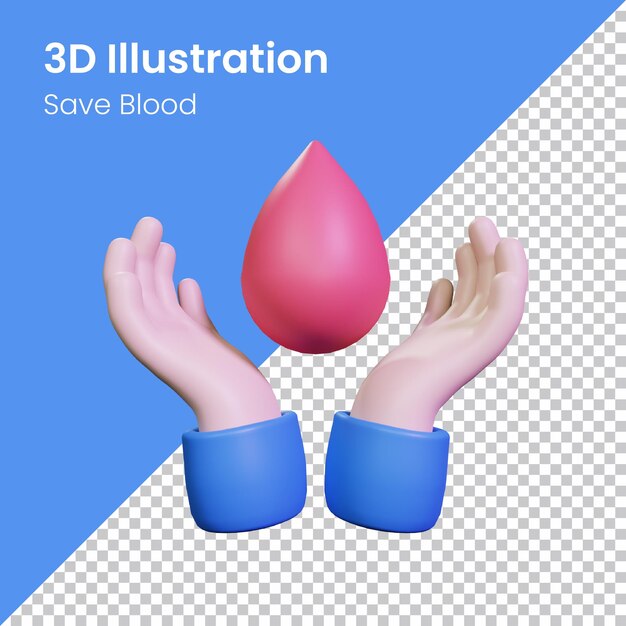 Psd 3d render guardar icono de sangre ilustración