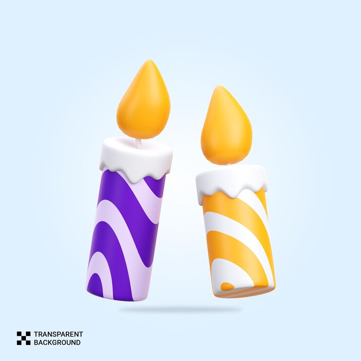PSD psd 3d render icona della candela di compleanno