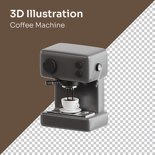 PSD 3d Render Illustrazione dell'icona della macchina per il caffè