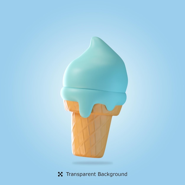 Psd 3d render ilustração ícone isolado de casquinha de sorvete