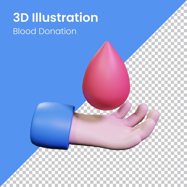 Psd 3d render ilustración de icono de donación de sangre