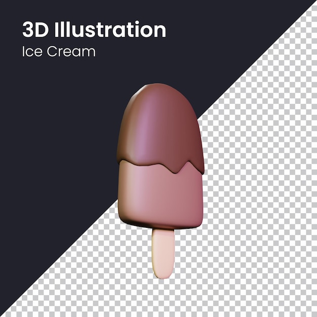 Psd 3d render ilustración de icono de helado