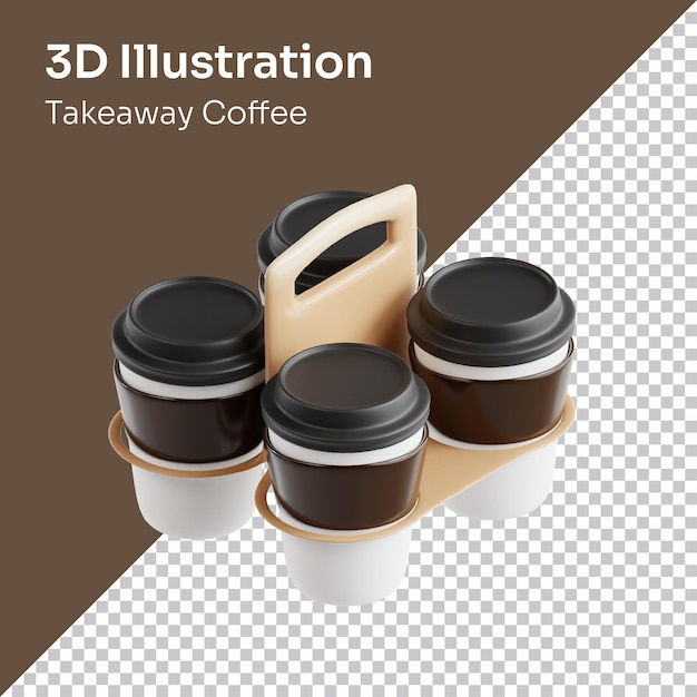 PSD psd 3d render ilustración de icono de taza de café y donut