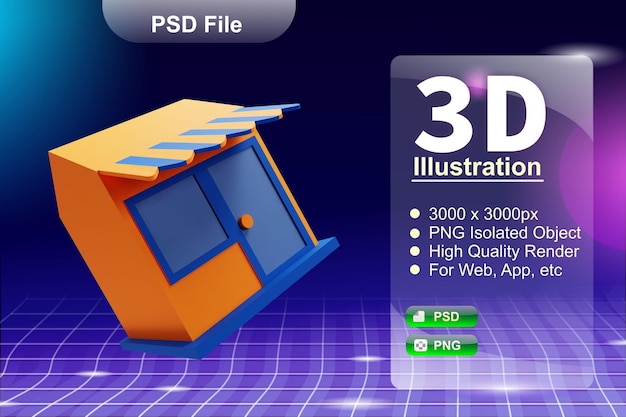 PSD psd 3d render negocio e ilustración de la tienda en línea de la aplicación de la tienda en línea icono aislado