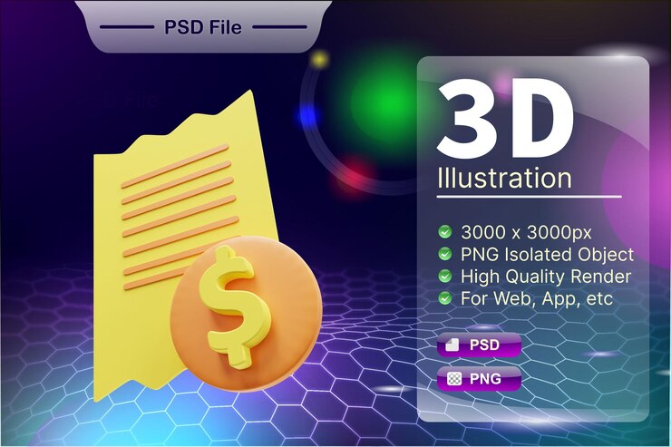 PSD psd 3d render negocio e ilustración de tienda en línea del icono de la aplicación de impuestos aislado