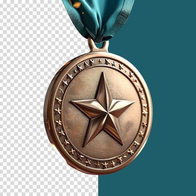 PSD psd 3d render realista medalha de bronze isolada em fundo branco isolado