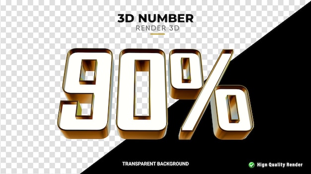 PSD 3d render sale discount 90 percentage number glossy fine gold texture realistic render