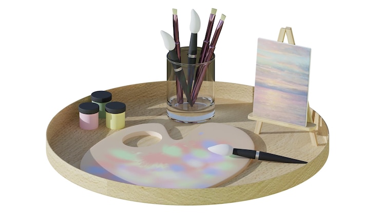 PSD psd 3d rendered painting materials and tools