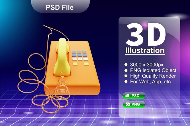 PSD psd 3d-rendergeschäft und online-shop-illustration des telefon-app-symbols isoliert