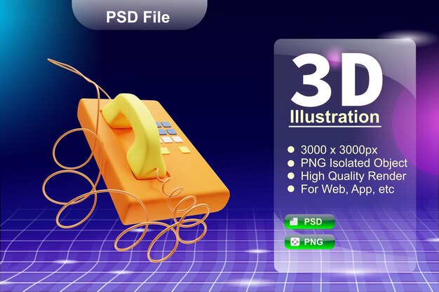 Psd 3d-rendergeschäft und online-shop-illustration des telefon-app-symbols isoliert