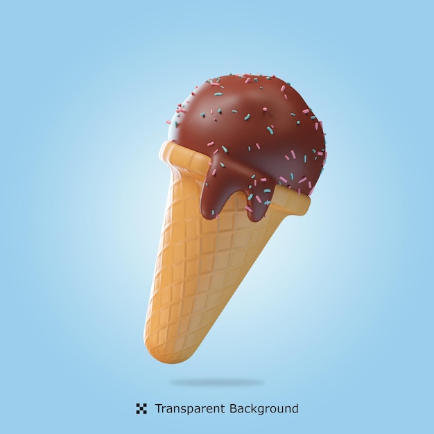 PSD 3d-Renderillustration Eistüte isoliertes Symbol