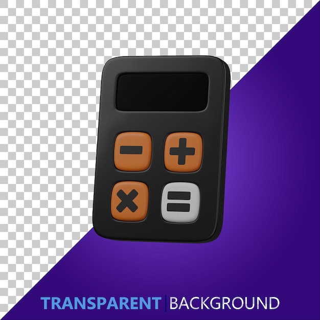 PSD 3D-Renderillustration schwarzer Taschenrechner