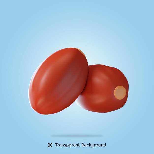 PSD 3d rendering Dates Fruit 3d icon isolated illustration
