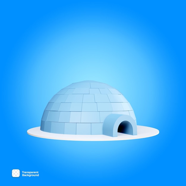 PSD-3D-Rendering der Iglu-Illustration in der Wintersaison