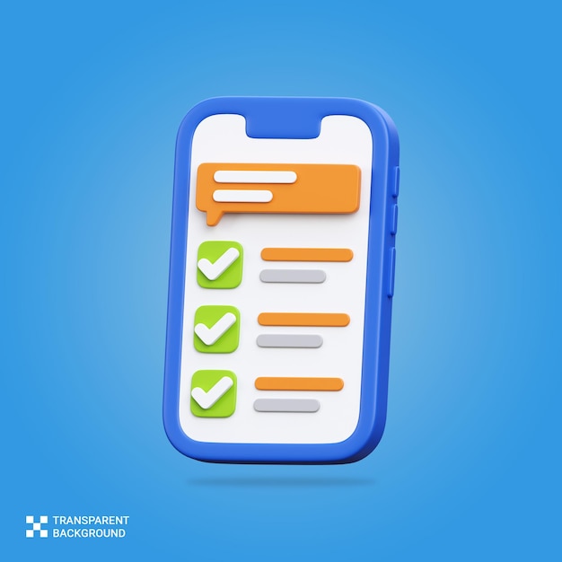 PSD 3D-Rendering der Mobilen Umfrage-Icon-Illustration