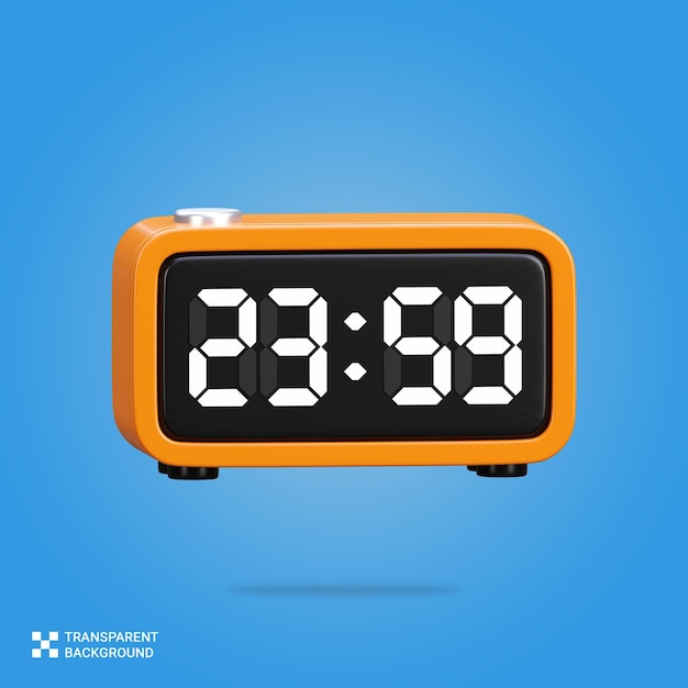 PSD 3D-Rendering einer digitalen Countdown-Uhr mit der Zeit von 23 59