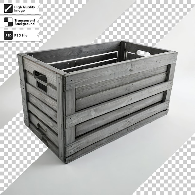 PSD-3D-Rendering einer Holzkiste auf durchsichtigem Hintergrund mit bearbeitbarer Maskenschicht