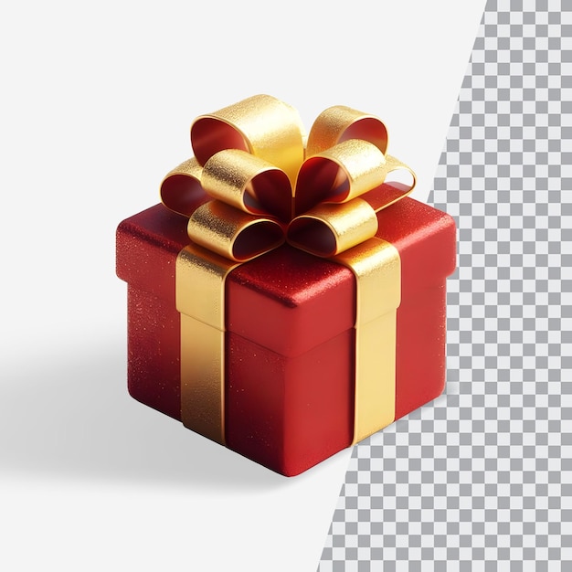 Psd 3d-rendering-geschenkkiste mit eingewickeltem goldenen band-geschenkpaket